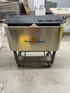 Tommy Bahama Rolling Party Cooler!! LIGHTLY USED, STILL A PERFECT COOLER(MISSING BOTTOM BASKET)!!