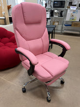 Executive Office Chair, Ergonomic Reclining High Back Leather Seats with Footrest and Lumbar Support, Heavy Duty, Pink! (NEW)