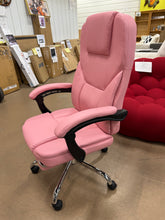 Executive Office Chair, Ergonomic Reclining High Back Leather Seats with Footrest and Lumbar Support, Heavy Duty, Pink! (NEW)