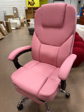 Executive Office Chair, Ergonomic Reclining High Back Leather Seats with Footrest and Lumbar Support, Heavy Duty, Pink! (NEW)