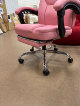 Executive Office Chair, Ergonomic Reclining High Back Leather Seats with Footrest and Lumbar Support, Heavy Duty, Pink! (NEW)