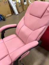 Executive Office Chair, Ergonomic Reclining High Back Leather Seats with Footrest and Lumbar Support, Heavy Duty, Pink! (NEW)