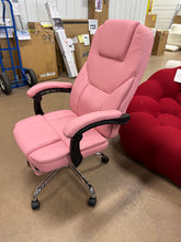 Executive Office Chair, Ergonomic Reclining High Back Leather Seats with Footrest and Lumbar Support, Heavy Duty, Pink! (NEW)