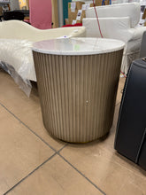 Yamiko Round Marble Top Side End Table White And Beige! (NEW)