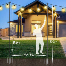 9.4 FT Outdoor String Light Poles, String Light Hanger Stand for Outside, Parties, Wedding (Set of 4) SL-002WF! (NEW IN BOX) (Poles Only)