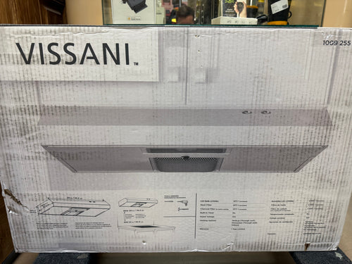Vissani Arno 30 in. 240 CFM Convertible Under Cabinet Range Hood in White with Lighting and Charcoal Filter! (NEW IN BOX)