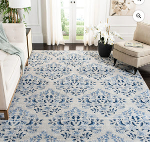 SAFAVIEH Martha Stewart Topher Floral Area Rug, Cream/Blue, 10' x 13'- new in factory plastic wrap