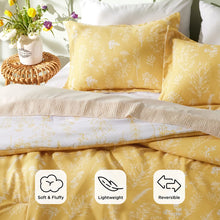 Bedsure Comforter Set Reversible Cute Floral Bedding, 3Pc Queen, Yellow! (NEW)