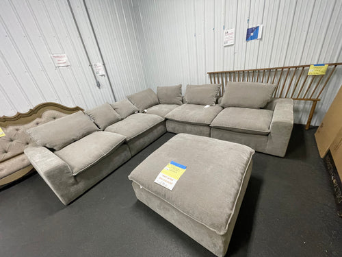 Sereen 6-piece Fabric Modular Sectional, medium grey-  (NEW & ASSEMBLED - MISSING TWO BACK CUSHIONS!)