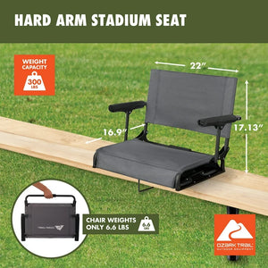 Ozark Trail Hard Arm Stadium Seat, Gray! (NEW)