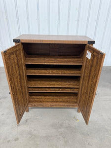 Dextrus Farmhouse Shoe Cabinet with Barn Doors, 5-Tier Wood Shoe Storage Rack Organizer for Entryway/Hallway/Closet, Brown! (NEW & ASSEMBLED)