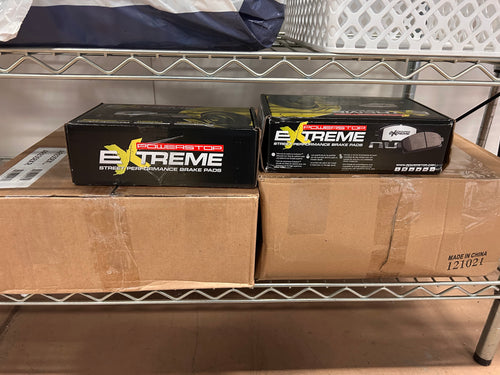 AUTO PARTS BUNDLE! - Power Stop AR8358XPR Front Evolution Drilled & Slotted Rotor Pair - Power Stop AR8361XPR Rear Evolution Drilled & Slotted Rotor Pair - 2 Power Stop Z26-1056 Extreme Performance New Formulation Brake Pads! (ALL NEW IN BOX’S!)