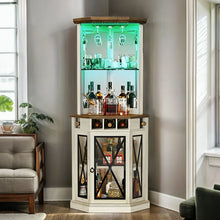 Dextrus Corner Storage Cabinet with Door & Led Light, 72" Tall Corner Bar Cabinet with Adjustable Shelves! (NEW & ASSEMBLED)