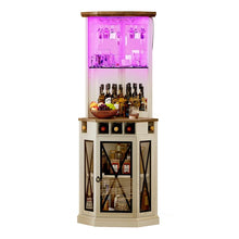 Dextrus Corner Storage Cabinet with Door & Led Light, 72" Tall Corner Bar Cabinet with Adjustable Shelves! (NEW & ASSEMBLED)