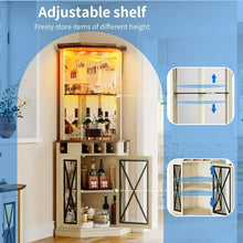 Dextrus Corner Storage Cabinet with Door & Led Light, 72" Tall Corner Bar Cabinet with Adjustable Shelves! (NEW & ASSEMBLED)