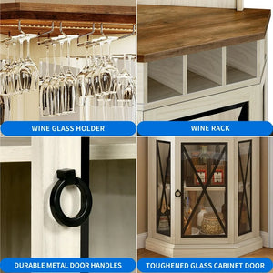 Dextrus Corner Storage Cabinet with Door & Led Light, 72" Tall Corner Bar Cabinet with Adjustable Shelves! (NEW & ASSEMBLED)