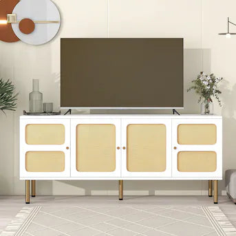 ModernLuxe Modern/Contemporary White Tv Stand Integrated Tv Mount (Accommodates)- NEW IN BOX!!!