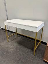 Loring Wood Writing Desk with Drawers and Charging Station, White