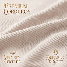 CORDUROY UPHOLSTERED WINGBACK QUEEN BED! (NEW IN BOX) - (WE DO NOT SHIP)