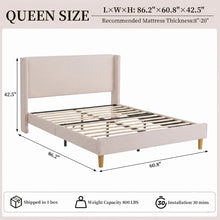 CORDUROY UPHOLSTERED WINGBACK QUEEN BED! (NEW IN BOX) - (WE DO NOT SHIP)