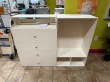 59.1" Baby Changing Table Dresser With Clothes Rack And Mirror, With Wide Changing Table Top And 4 Drawers, Modern Diaper Changing Station, Children's Room