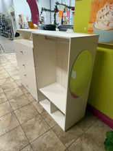 59.1" Baby Changing Table Dresser With Clothes Rack And Mirror, With Wide Changing Table Top And 4 Drawers, Modern Diaper Changing Station, Children's Room