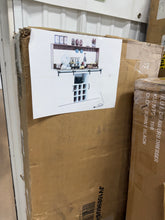 Costway 47.5" Farmhouse Coffee Bar Cabinet with Charging Station Glass Cup Holders Hutch