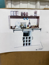 Costway 47.5" Farmhouse Coffee Bar Cabinet with Charging Station Glass Cup Holders Hutch