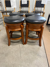 24" Hamilton Swivel Counter Height Barstool Brandy - Boraam: Hardwood, Faux Leather, Nailhead Trim, Set of 4
