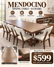 PIKE & MAIN MENDOCINO 9PC DINING SET — TABLE + 8 UPHOLSTERED CHAIRS! BRAND NEW — MINOR SHIPPING DAMAGE — PLEASE SEE PHOTOS!