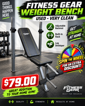 FITNESS GEAR ADJUSTABLE WEIGHT BENCH W/ RACK & LEG DEVELOPER! ! (USED)