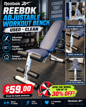 REEBOK ADJUSTABLE WORKOUT BENCH!  (USED) - (WE DO NOT SHIP)