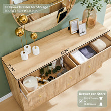 Aberdeen Fluted 8 Dresser for Bedroom, 55" W Tall Dresser Storage Organizer, Modern Bedroom Chest of Drawer with Deep Storage for Closet Hallway Entryway