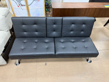 Futon Sofa Bed Modern Faux Leather Sofa Couch for Living Room Convertible Folding Adjustable Recliner with 2 Cup Holders and Armrests (Black)! (NEW)