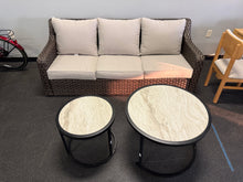 Better Homes & Gardens River Oaks Outdoor Sofa & 2 Nesting Tables with Patio Cover, Dark Brown!! BRAND NEW - MINOR DAMAGE FROM SHIPPING!