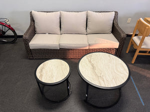 Better Homes & Gardens River Oaks Outdoor Sofa & 2 Nesting Tables with Patio Cover, Dark Brown!! BRAND NEW - MINOR DAMAGE FROM SHIPPING!