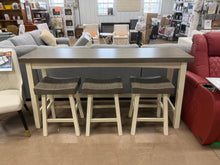 Farmhouse Counter Height 4-Piece Dining Set w/ 3 Stools! (BRAND NEW OUT OF THE BOX - HAS SOME CHIPS, SEE PHOTOS) - (WE DO NOT SHIP)
