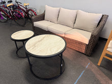 Better Homes & Gardens River Oaks Outdoor Sofa & 2 Nesting Tables with Patio Cover, Dark Brown!! BRAND NEW - MINOR DAMAGE FROM SHIPPING!
