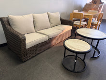 Better Homes & Gardens River Oaks Outdoor Sofa & 2 Nesting Tables with Patio Cover, Dark Brown!! BRAND NEW - MINOR DAMAGE FROM SHIPPING!