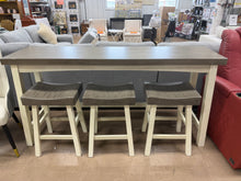 Farmhouse Counter Height 4-Piece Dining Set w/ 3 Stools! (BRAND NEW OUT OF THE BOX - HAS SOME CHIPS, SEE PHOTOS) - (WE DO NOT SHIP)