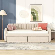 Cream white Twin Size Upholstered Velvet Daybed with 2-Storage Drawers- new