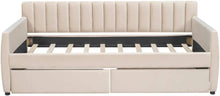 Cream white Twin Size Upholstered Velvet Daybed with 2-Storage Drawers- new