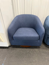 Bennett Upholstered Swivel Barrel Chair, Blue! (NEW)