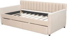 Cream white Twin Size Upholstered Velvet Daybed with 2-Storage Drawers- new