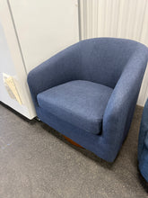 Bennett Upholstered Swivel Barrel Chair, Blue! (NEW)