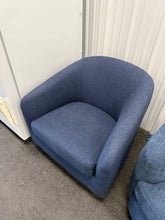 Bennett Upholstered Swivel Barrel Chair, Blue! (NEW)
