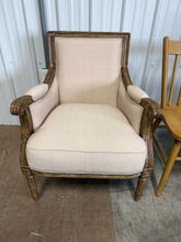 Chavanon Wood & Linen Traditional French Accent Chair Light Beige - Baxton Studio: No Assembly, Mindi Frame, Foam Cushion