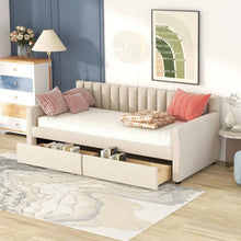 Cream white Twin Size Upholstered Velvet Daybed with 2-Storage Drawers- new