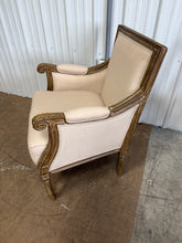 Chavanon Wood & Linen Traditional French Accent Chair Light Beige - Baxton Studio: No Assembly, Mindi Frame, Foam Cushion