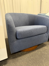 Bennett Upholstered Swivel Barrel Chair, Blue! (NEW)